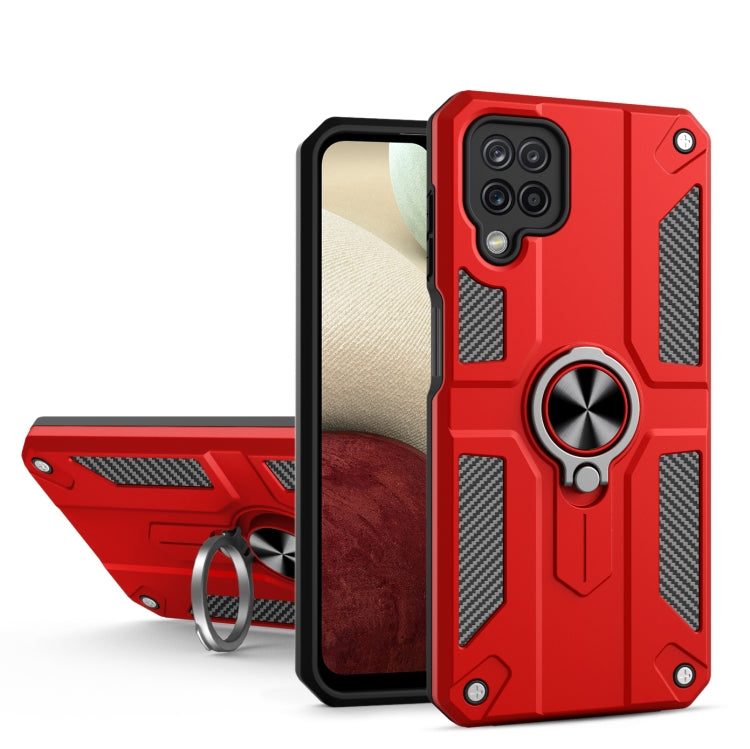 For Samsung Galaxy A22 4G Carbon Fiber Pattern PC + TPU Protective Case with Ring Holder