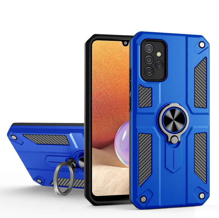 For Samsung Galaxy A32 4G Carbon Fiber Pattern PC + TPU Protective Case with Ring Holder