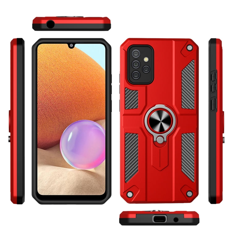 For Samsung Galaxy A32 4G Carbon Fiber Pattern PC + TPU Protective Case with Ring Holder