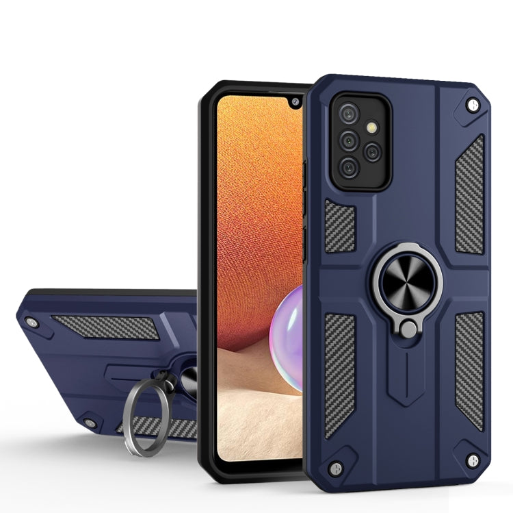 For Samsung Galaxy A32 4G Carbon Fiber Pattern PC + TPU Protective Case with Ring Holder