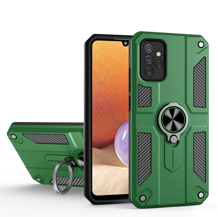 For Samsung Galaxy A32 4G Carbon Fiber Pattern PC + TPU Protective Case with Ring Holder