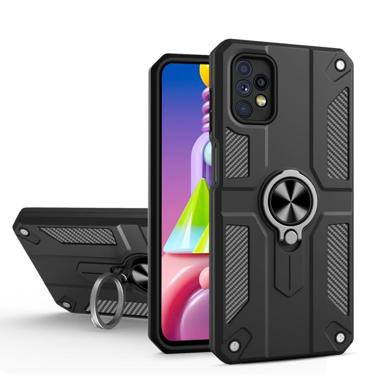 For Samsung Galaxy A32 5G Carbon Fiber Pattern PC + TPU Protective Case with Ring Holder