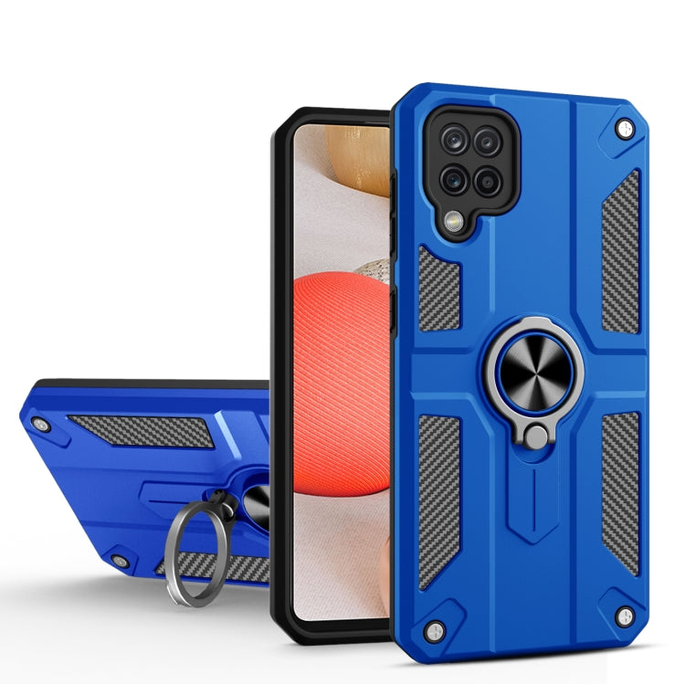 For Samsung Galaxy A42 Carbon Fiber Pattern PC + TPU Protective Case with Ring Holder
