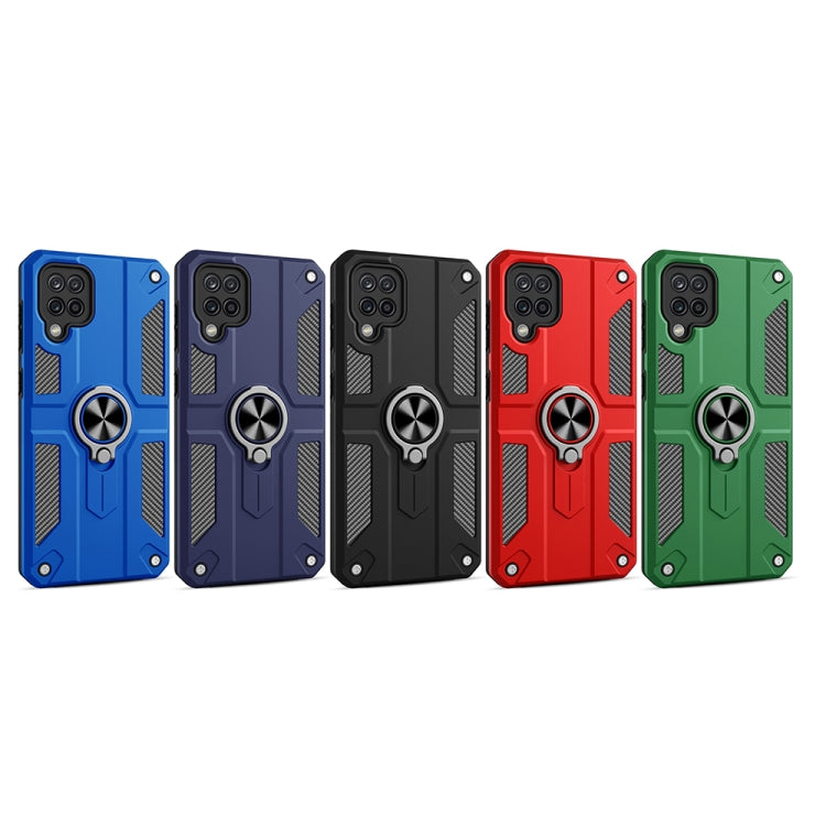 For Samsung Galaxy A42 Carbon Fiber Pattern PC + TPU Protective Case with Ring Holder