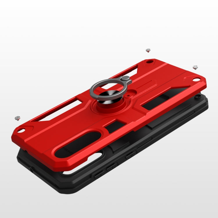 For Samsung Galaxy A50 Carbon Fiber Pattern PC + TPU Protective Case with Ring Holder