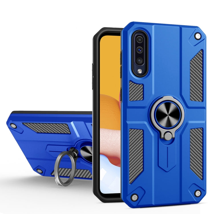 For Samsung Galaxy A50s Carbon Fiber Pattern PC + TPU Protective Case with Ring Holder