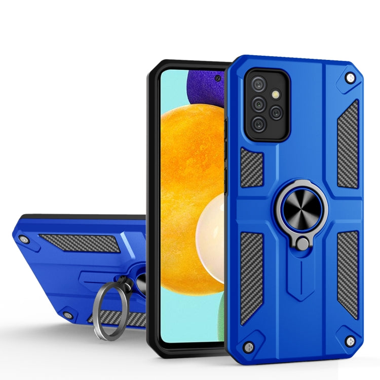 For Samsung Galaxy A52 5G Carbon Fiber Pattern PC + TPU Protective Case with Ring Holder