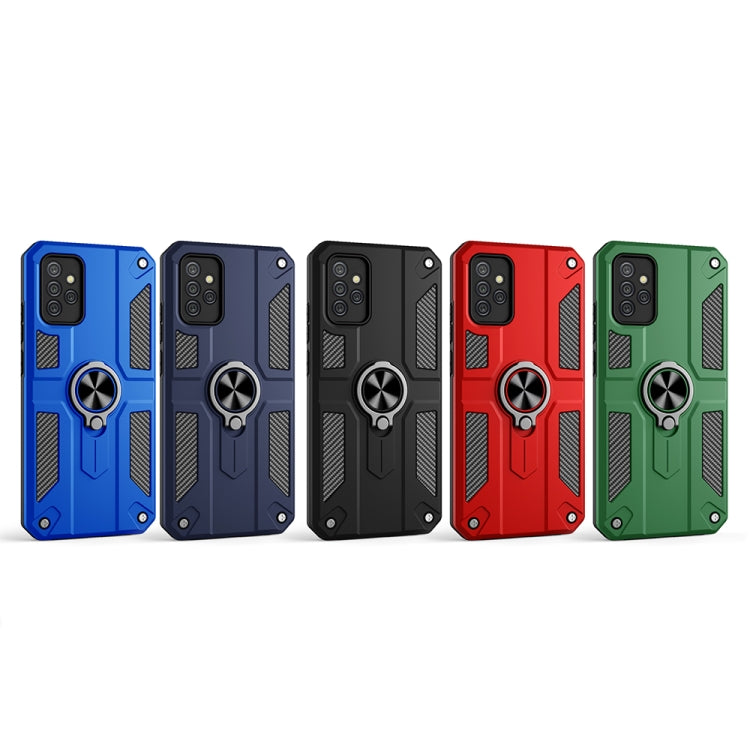 For Samsung Galaxy A52 5G Carbon Fiber Pattern PC + TPU Protective Case with Ring Holder