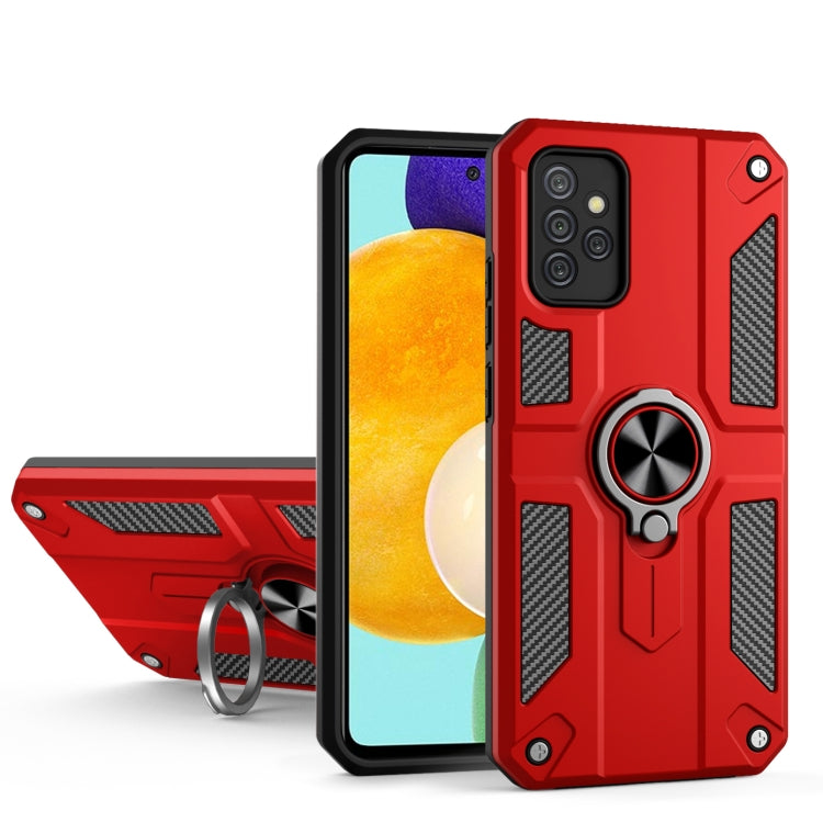 For Samsung Galaxy A52 5G Carbon Fiber Pattern PC + TPU Protective Case with Ring Holder