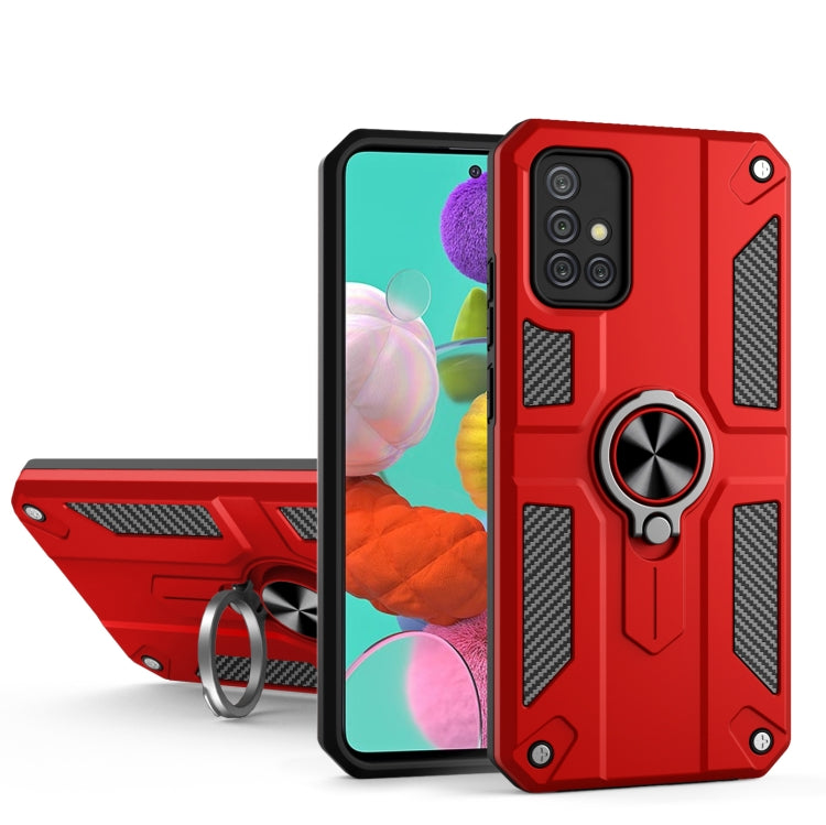 For Samsung Galaxy A71 4G Carbon Fiber Pattern PC + TPU Protective Case with Ring Holder