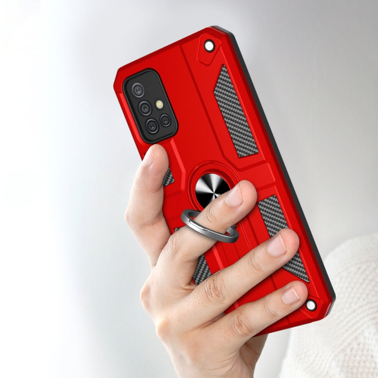 For Samsung Galaxy A71 4G Carbon Fiber Pattern PC + TPU Protective Case with Ring Holder