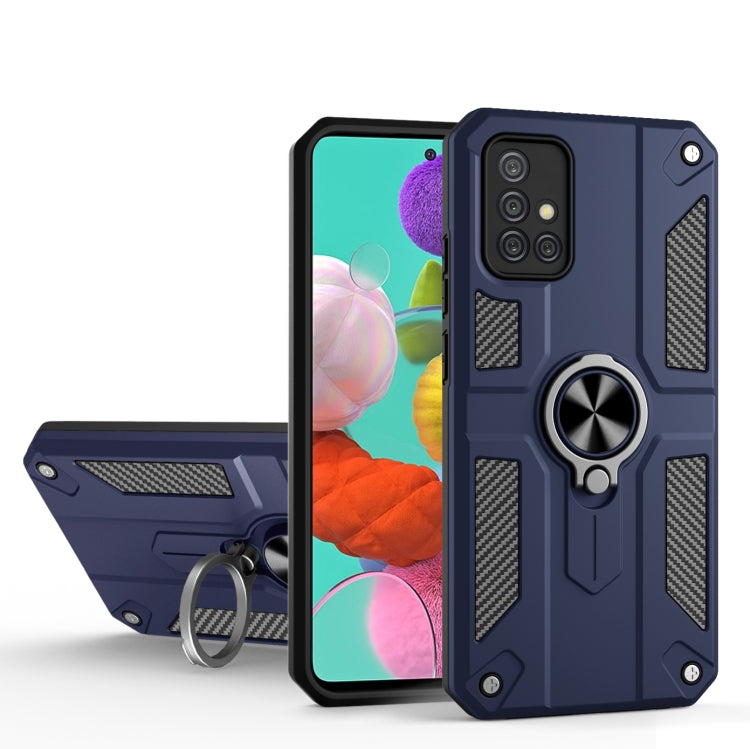 For Samsung Galaxy A71 4G Carbon Fiber Pattern PC + TPU Protective Case with Ring Holder