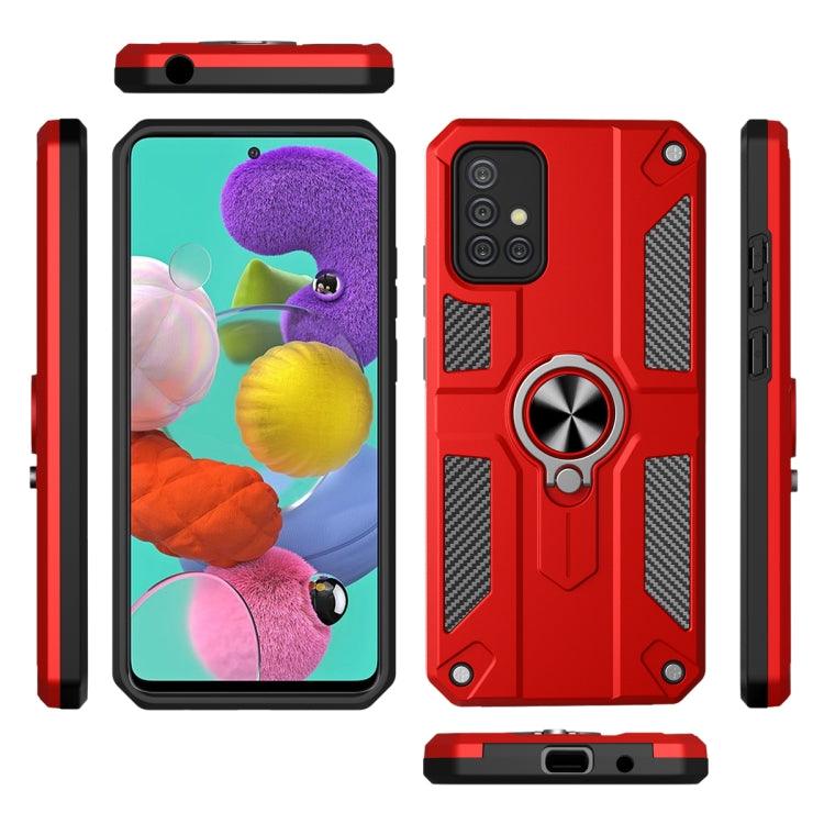 For Samsung Galaxy A71 4G Carbon Fiber Pattern PC + TPU Protective Case with Ring Holder
