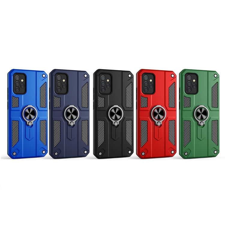 For Samsung Galaxy A72 5G Carbon Fiber Pattern PC + TPU Protective Case with Ring Holder