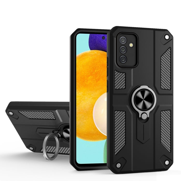 For Samsung Galaxy A82 5G Carbon Fiber Pattern PC + TPU Protective Case with Ring Holder