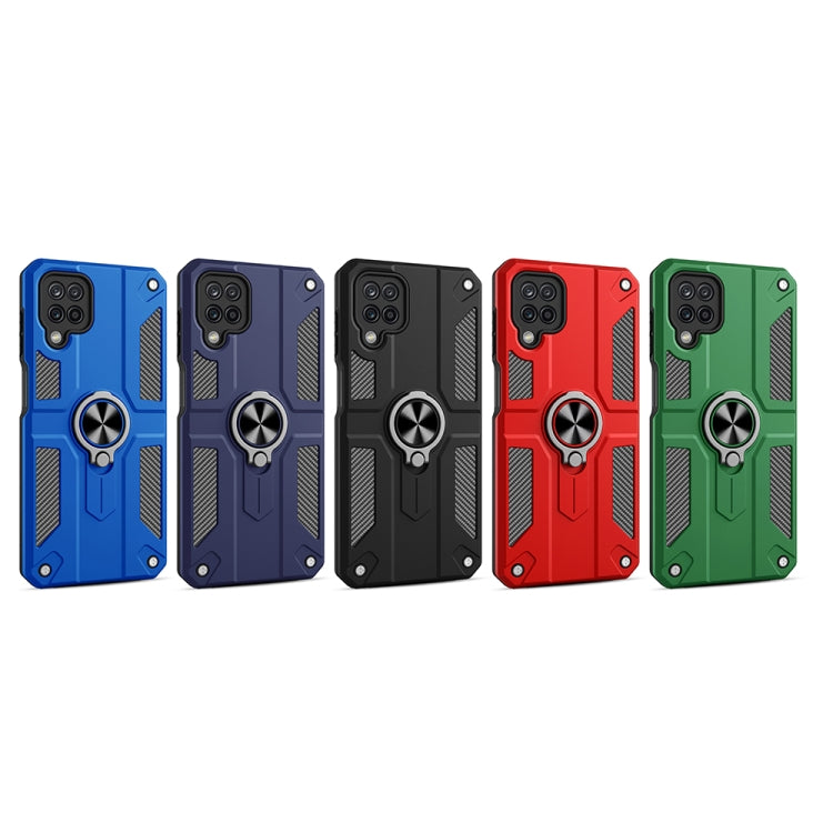 For Samsung Galaxy F62 Carbon Fiber Pattern PC + TPU Protective Case with Ring Holder