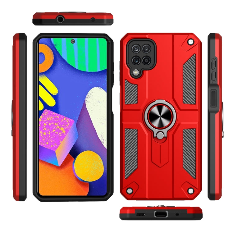 For Samsung Galaxy M62 Carbon Fiber Pattern PC + TPU Protective Case with Ring Holder