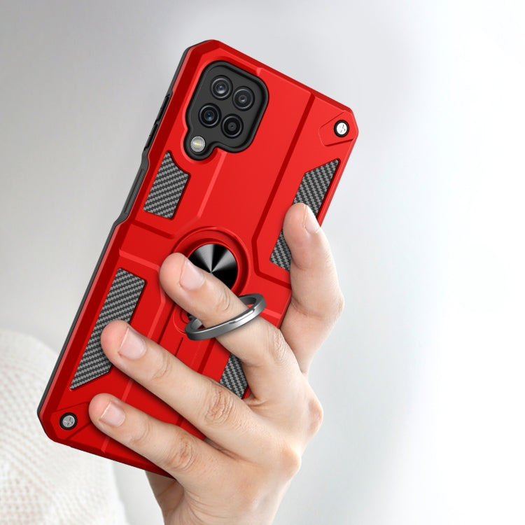 For Samsung Galaxy M62 Carbon Fiber Pattern PC + TPU Protective Case with Ring Holder