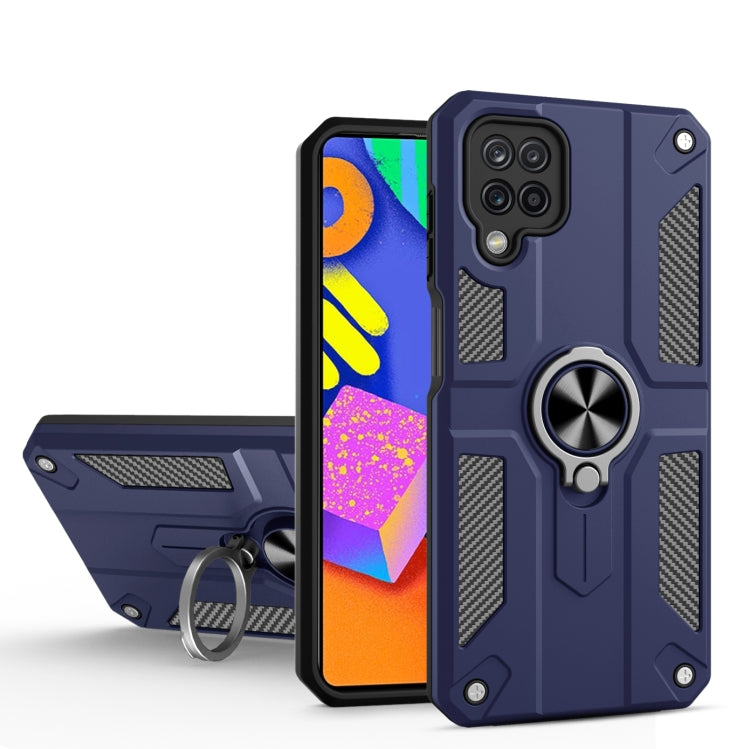For Samsung Galaxy M62 Carbon Fiber Pattern PC + TPU Protective Case with Ring Holder