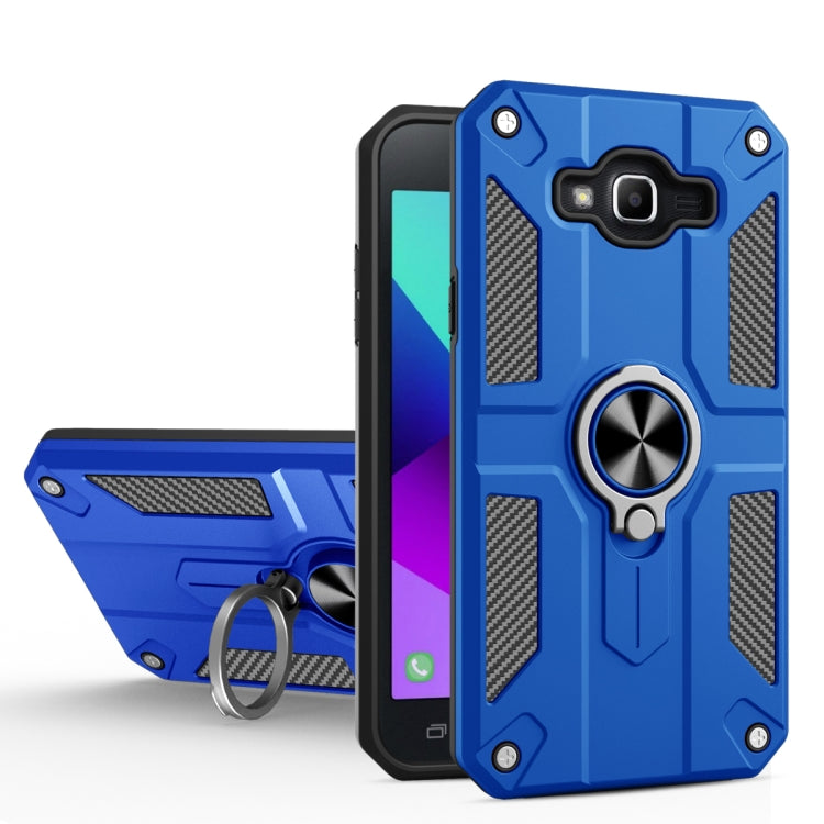 For Samsung Galaxy J2 Prime Carbon Fiber Pattern PC + TPU Protective Case with Ring Holder