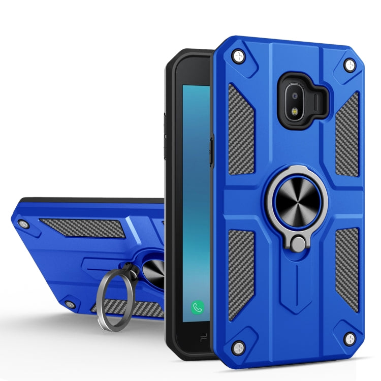 For Samsung Galaxy J2 Core Carbon Fiber Pattern PC + TPU Protective Case with Ring Holder