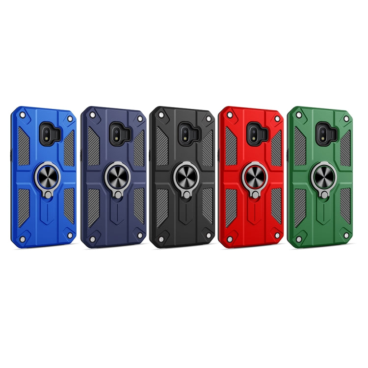For Samsung Galaxy J2 Core Carbon Fiber Pattern PC + TPU Protective Case with Ring Holder