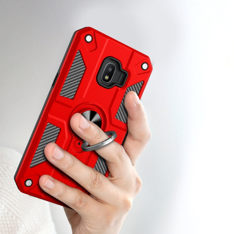 For Samsung Galaxy J2 Core Carbon Fiber Pattern PC + TPU Protective Case with Ring Holder