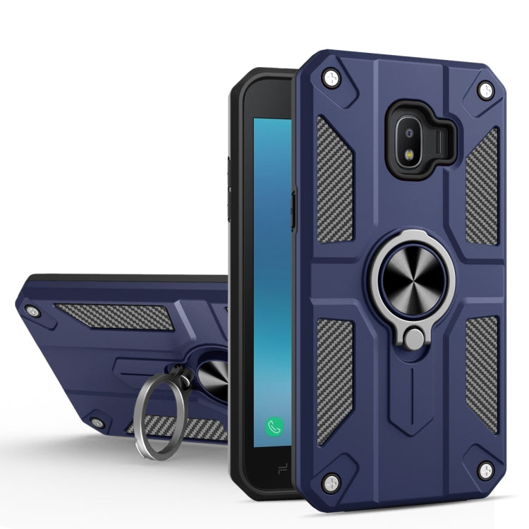 For Samsung Galaxy J2 Core Carbon Fiber Pattern PC + TPU Protective Case with Ring Holder
