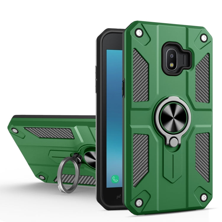 For Samsung Galaxy J2 Core Carbon Fiber Pattern PC + TPU Protective Case with Ring Holder