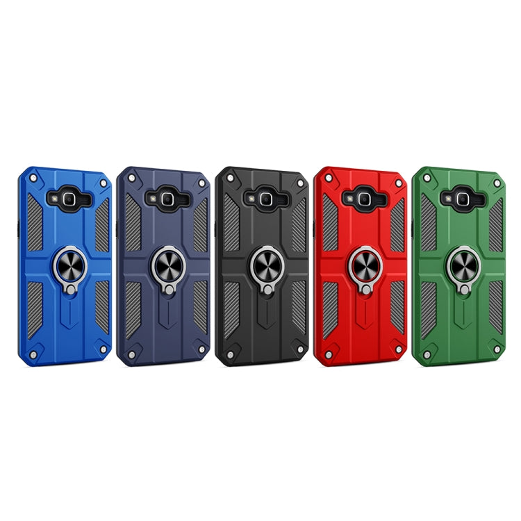 For Samsung Galaxy J7 Carbon Fiber Pattern PC + TPU Protective Case with Ring Holder