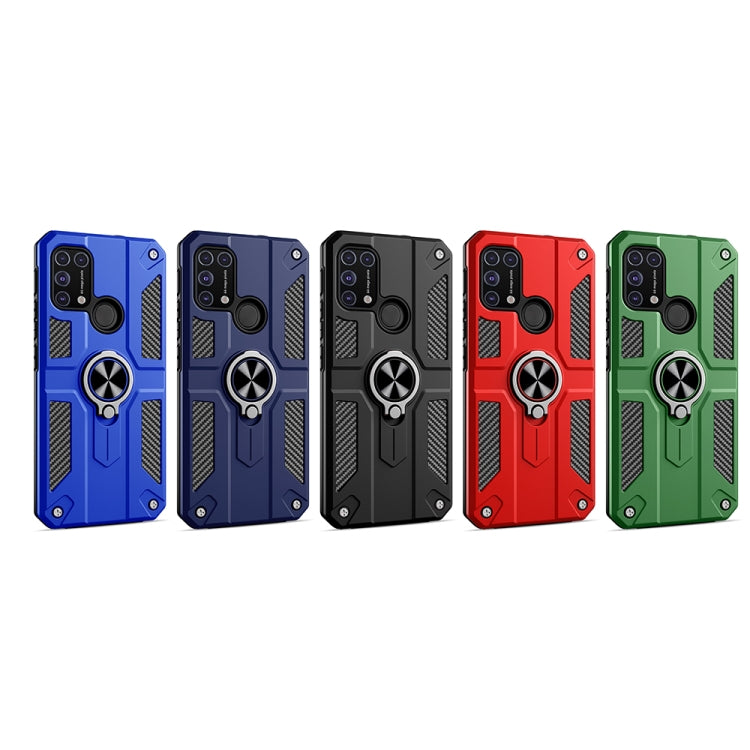 For Samsung Galaxy M31 Carbon Fiber Pattern PC + TPU Protective Case with Ring Holder