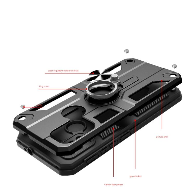 For Samsung Galaxy M31 Carbon Fiber Pattern PC + TPU Protective Case with Ring Holder