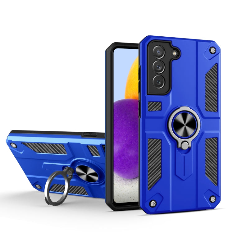 For Samsung Galaxy S21 5G Carbon Fiber Pattern PC + TPU Protective Case with Ring Holder