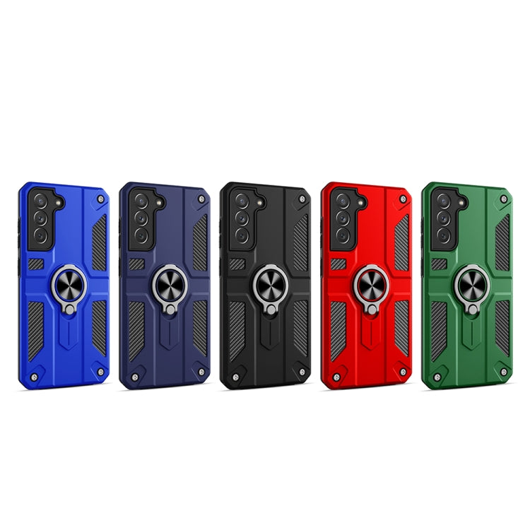 For Samsung Galaxy S21 5G Carbon Fiber Pattern PC + TPU Protective Case with Ring Holder