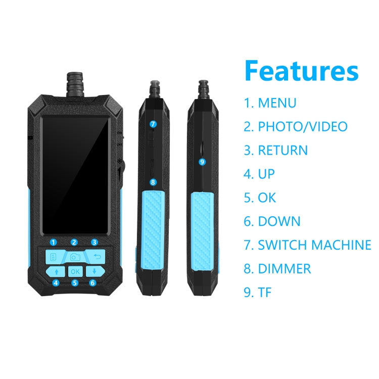 P90 11mm 4.5 inch HD 500W Autofocus Camera Endoscope Portable Waterproof Industrial Pipe Endoscope, Hard Cable Length: 5m