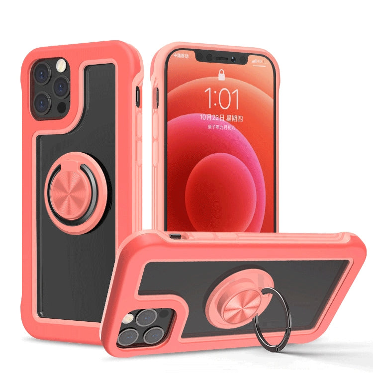 For iPhone 12 mini Crystal PC + TPU Shockproof Case with 360 Degree Rotating Ring Holder