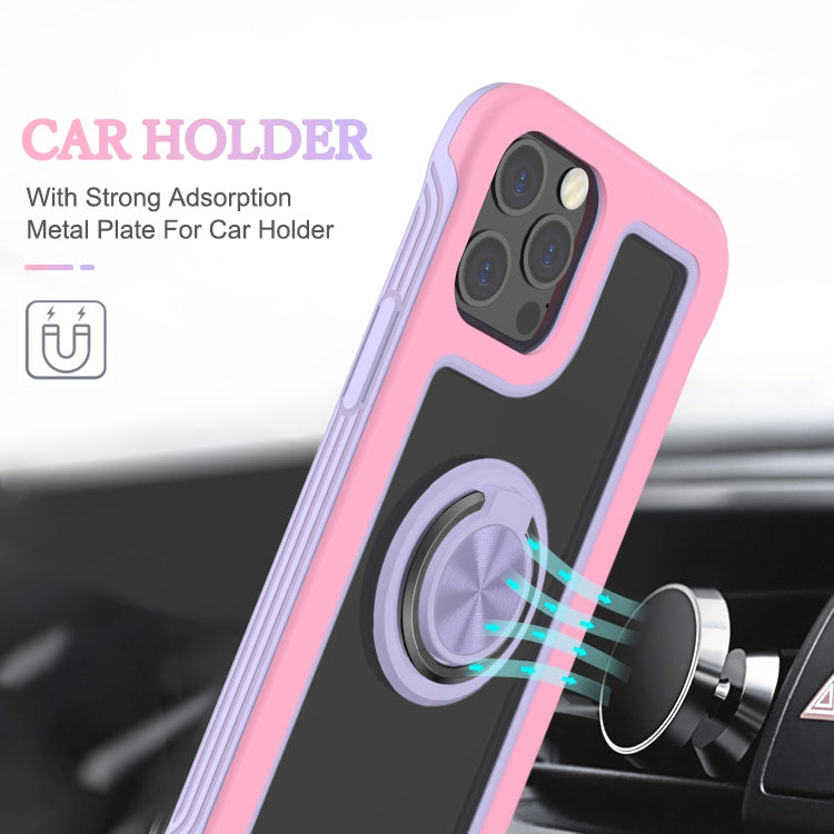 For iPhone 12 mini Crystal PC + TPU Shockproof Case with 360 Degree Rotating Ring Holder