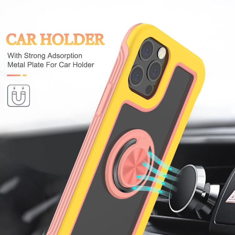 For iPhone 12 mini Crystal PC + TPU Shockproof Case with 360 Degree Rotating Ring Holder
