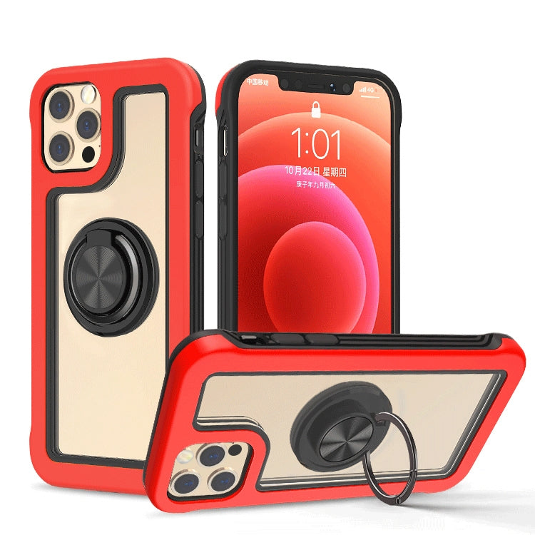 For iPhone 12 mini Crystal PC + TPU Shockproof Case with 360 Degree Rotating Ring Holder