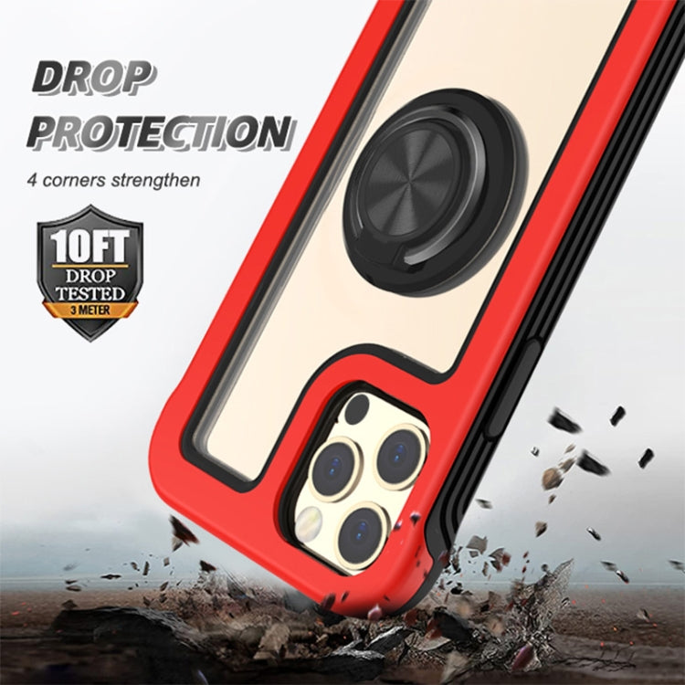 For iPhone 12 mini Crystal PC + TPU Shockproof Case with 360 Degree Rotating Ring Holder