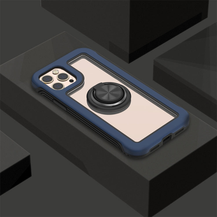For iPhone 12 mini Crystal PC + TPU Shockproof Case with 360 Degree Rotating Ring Holder