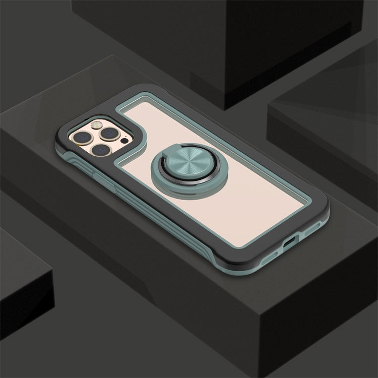 For iPhone 12 / 12 Pro Crystal PC + TPU Shockproof Case with 360 Degree Rotating Ring Holder