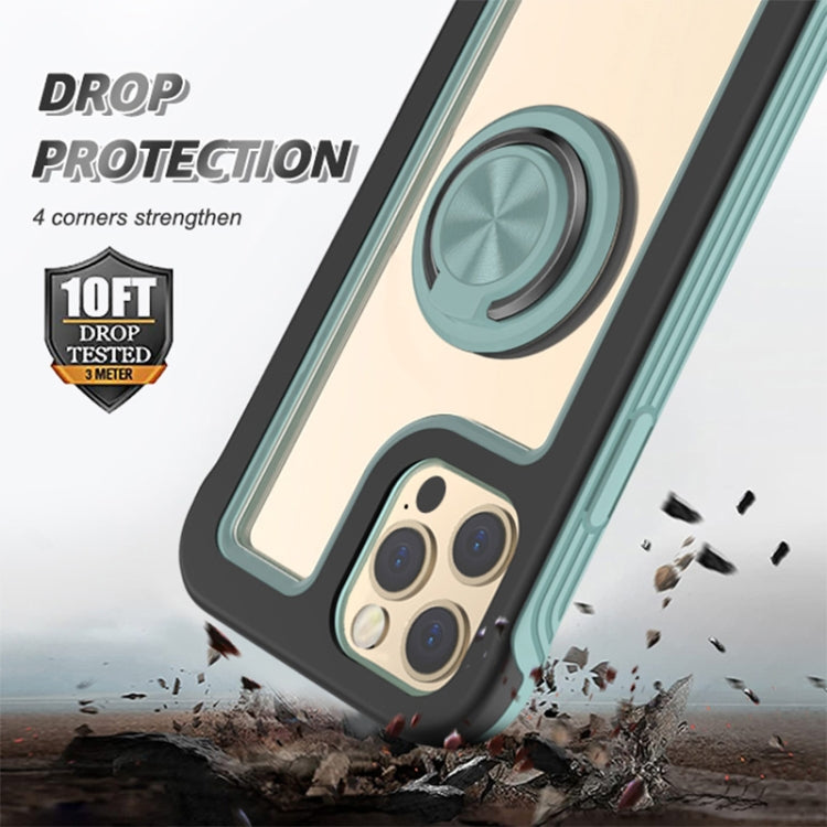 For iPhone 12 / 12 Pro Crystal PC + TPU Shockproof Case with 360 Degree Rotating Ring Holder