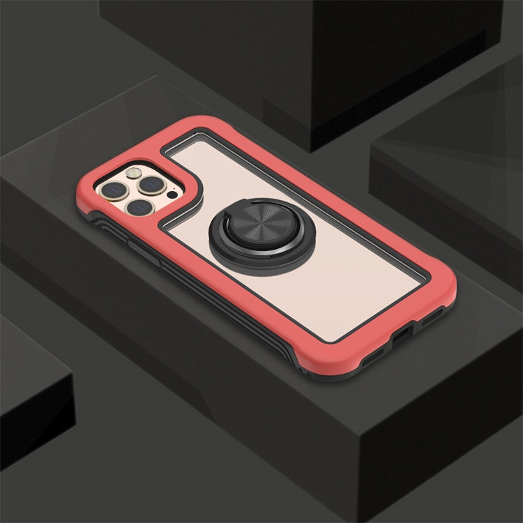 For iPhone 12 / 12 Pro Crystal PC + TPU Shockproof Case with 360 Degree Rotating Ring Holder