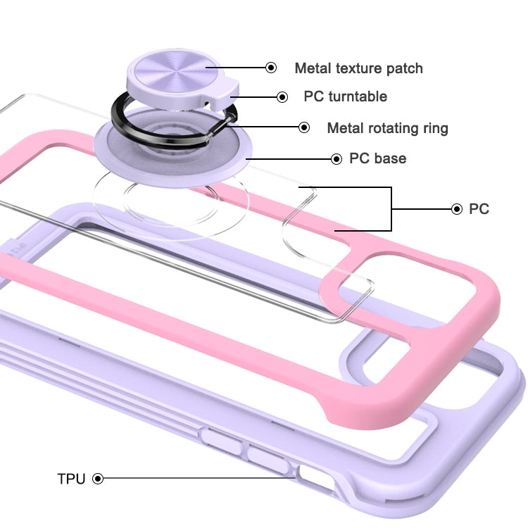 For iPhone 12 / 12 Pro Crystal PC + TPU Shockproof Case with 360 Degree Rotating Ring Holder