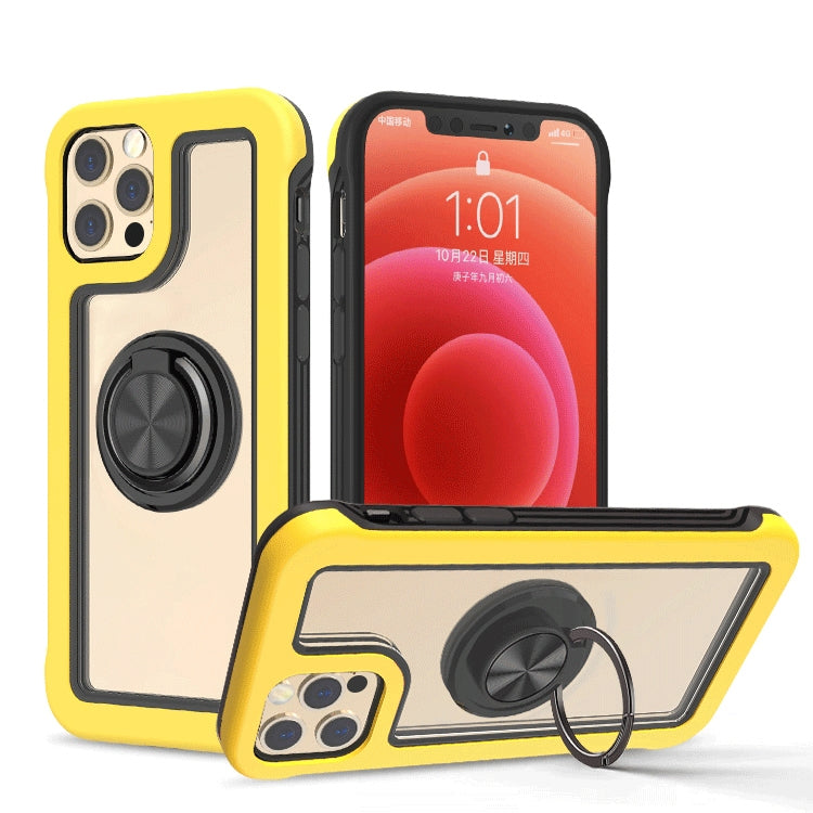 For iPhone 12 / 12 Pro Crystal PC + TPU Shockproof Case with 360 Degree Rotating Ring Holder