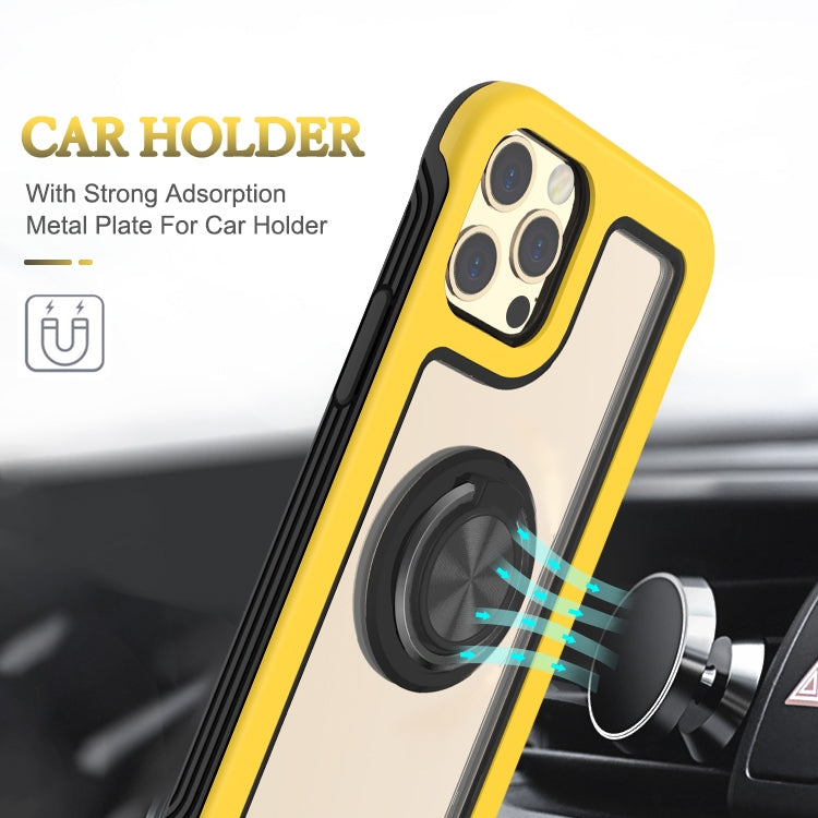 For iPhone 12 / 12 Pro Crystal PC + TPU Shockproof Case with 360 Degree Rotating Ring Holder