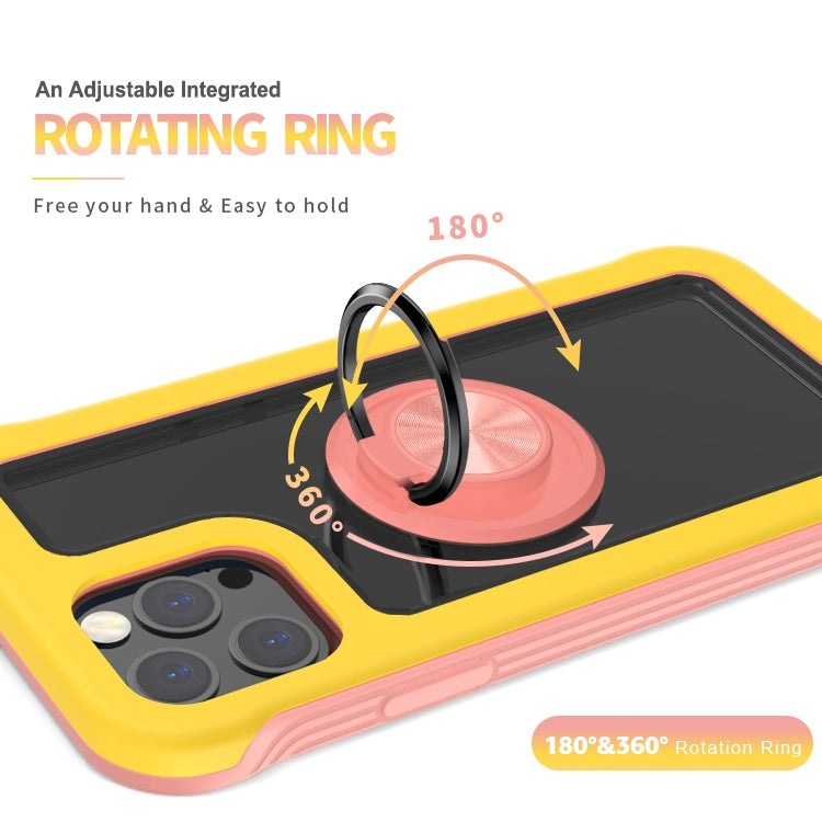 For iPhone 12 / 12 Pro Crystal PC + TPU Shockproof Case with 360 Degree Rotating Ring Holder