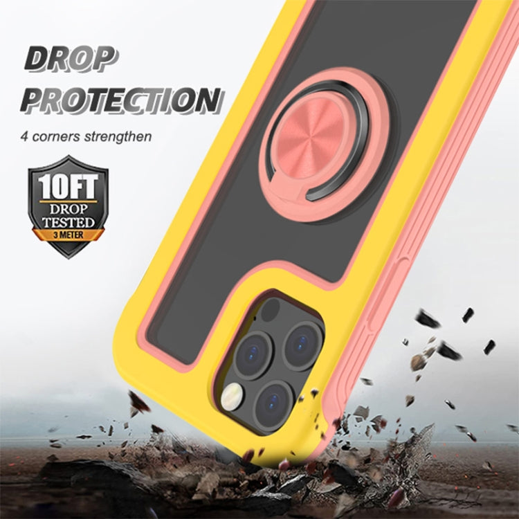 For iPhone 12 / 12 Pro Crystal PC + TPU Shockproof Case with 360 Degree Rotating Ring Holder
