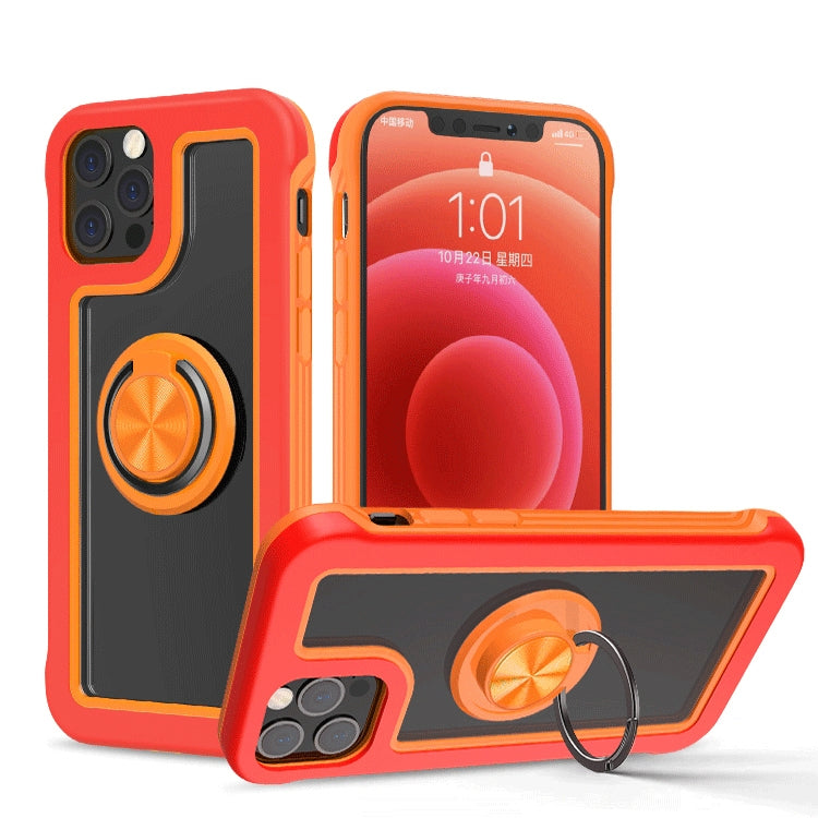 For iPhone 12 / 12 Pro Crystal PC + TPU Shockproof Case with 360 Degree Rotating Ring Holder